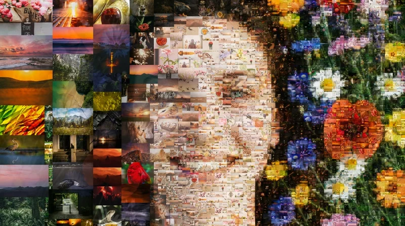 Floral mosaic portrait example