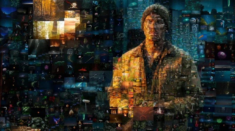 Outdoor man mosaic portrait